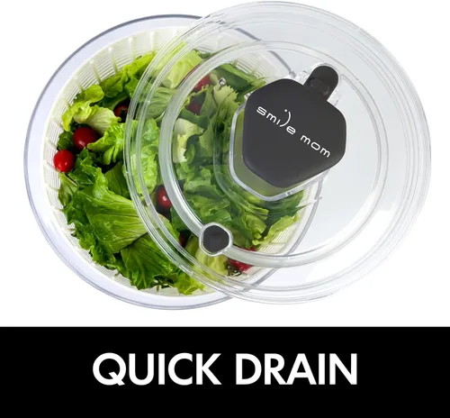Vista 9 de Smile mom Centrifugadora de Ensalada Grande Centrifugadora de Lechuga Accesorios de Cocina, Centrifugadora de Ensalada Grande Lavadora de Verduras