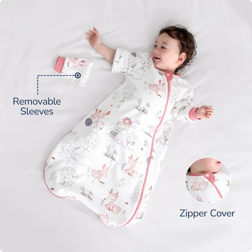 Vista 3 de Baby Sleep Sack with Removable Sleeves, Breathable Wearable Blanket for Newborn & Toddler 6-36 Months, Cute Print