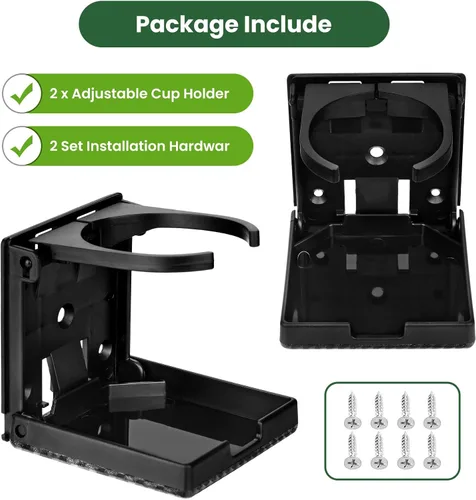 Vista 8 de 2 piezas de portavasos plegables ajustables, soporte de pared para auto con tornillos, para botellas de agua, bebidas y café, compatible