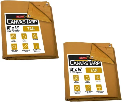 Vista 49 de Mytee Products Lona de lona marrón oscuro de 6 x 8 pies de 12 onzas, resistente al agua y transpirable, lonas resistentes, cubierta de lona
