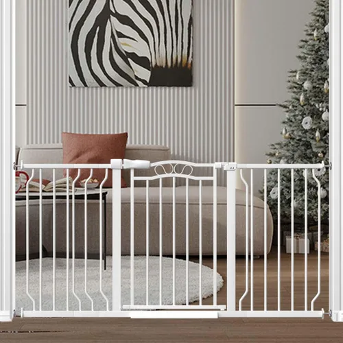 Vista 14 de Fairy Baby Puerta de bebé de 29.5 a 33.5 pulgadas para puertas, puerta para perros para escaleras sin taladro, barrera de seguridad para mascotas