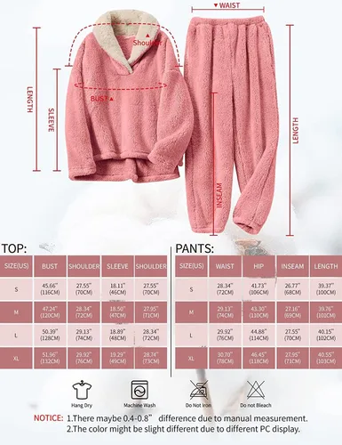 Vista 2 de BTPEIHTD Conjunto de pijama mullido para mujer, ropa de dormir de forro polar, sudadera de gran tamaño y pantalones sueltos