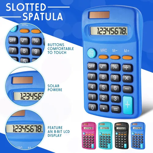 Vista 3 de Calculadoras básicas de tamaño de bolsillo, 24 calculadoras de escritorio de mano de doble alimentación, pantalla de 8 dígitos, para escritorio