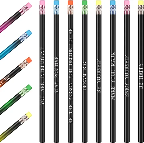 Gersoniel 40 piezas de lápices de humor que cambian de color con goma activados por calor, lápices inspiradores con frases, lápices termocrómicos