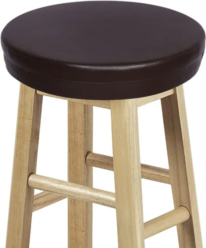 Vista 7 de Shinnwa Cojín redondo de espuma para taburete de bar, cojines de asiento acolchados de cuero impermeable con parte inferior elástica y Negro