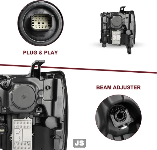 Vista 6 de JSBOYAT Conjunto de faros delanteros tipo LED completo para Chevy Silverado 1500 2016-2019, proyector de repuesto LED DRL de luz alta/baja