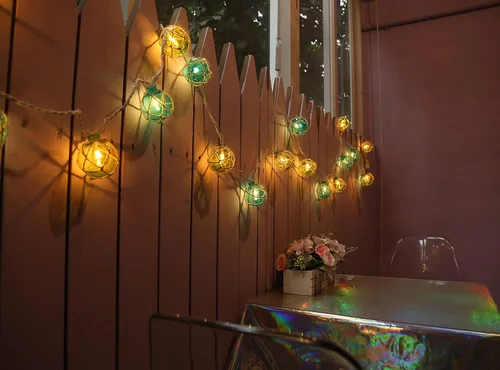 Vista 6 de Guirnalda de luces tipo farol, con temática oceánica, flotador, luces de bola flotante, verde y azul