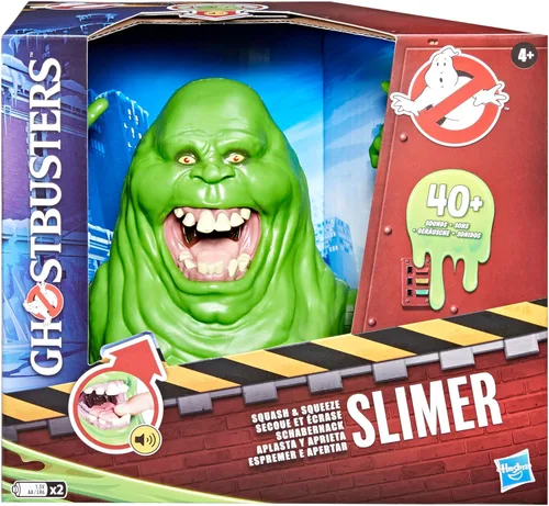 Vista 2 de Ghostbusters Juguete animatrónico Squash & Squeeze Slimer, más de 40 efectos de sonido, fantasma verde interactivo de 7 pulgadas, juguetes