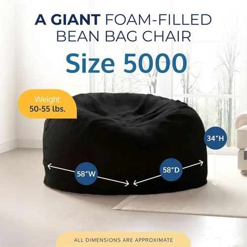 Vista 3 de ULTIMATE SACK Sillón tipo puf de 5 pies, puf de gran tamaño para adultos, cómodo sillón tipo puf, sofá tipo puf para tumbarse, sofá tipo puf