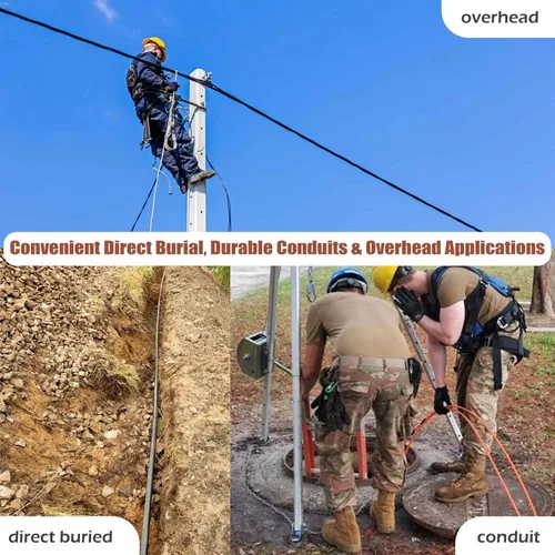 Vista 4 de Cable de fibra OM3 LC a LC de 330 pies/100 m OD-5mm industrial TPU, cable de conexión de fibra óptica blindada para exteriores, dúplex multimodo