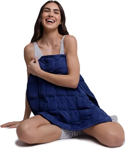 Vista 9 de nodpod Body - Manta compacta patentada de 6.5 libras con peso, perfecta para relajación, dormir y viajar, relleno de cuentas de vidrio, lavable a