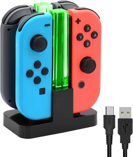 Base de carga de repuesto para interruptor y cargador para Switch OLED Joy Con, estación de carga para interruptor con un cable de carga USB tipo C,