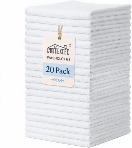 HOMEXCEL Paquete de 20 paños blancos, suaves y reutilizables