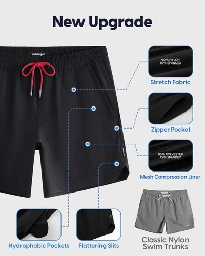 Vista 5 de maamgic Traje de baño para hombre de 5 pulgadas con forro de compresión, elástico, de secado rápido, trajes de baño