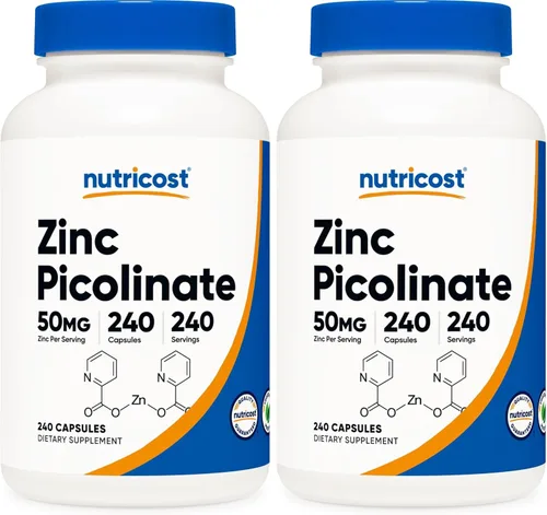 Vista 9 de Nutricost Picolinato de Zinc 50 mg, 240 cápsulas vegetarianas (2 botellas) - Sin gluten y sin OMG
