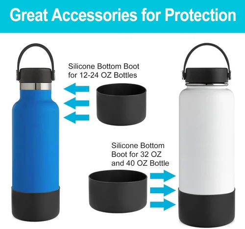 Vista 7 de Bota de silicona para botella de agua Hydro Flask de 12 a 40 onzas, bota para Stanley Cup 40 30 onzas, botas inferiores para botellas de agua
