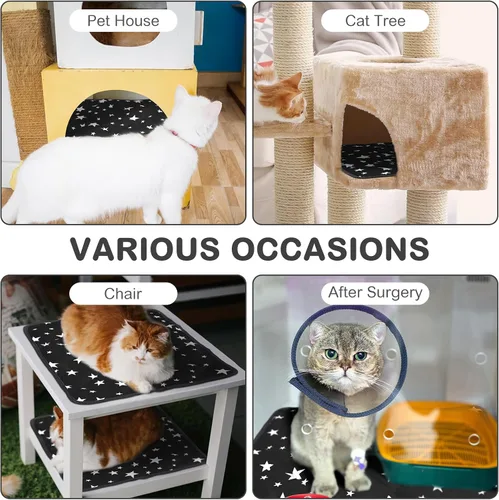 Vista 5 de Cama autocalentable para gatos, tapete autocalentable para perros, patrón de estrella, tapete térmico cálido para mascotas que refleja el calor