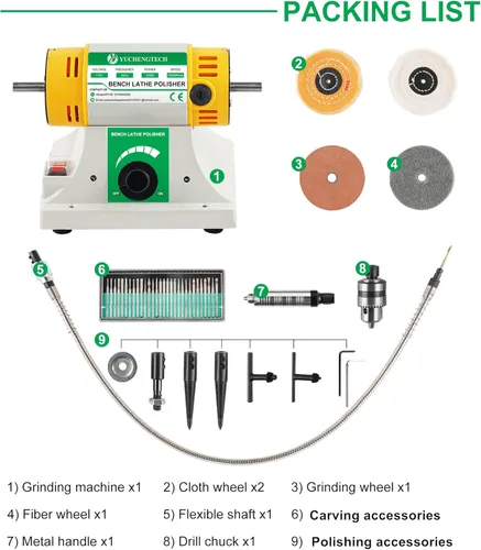 Vista 3 de YUCHENGTECH Pulidora de torno de banco Pulidora de joyería Pulidora de pulido Mini Banco Pulidor de torno eléctrico Pulidor de torno eléctrico 110V