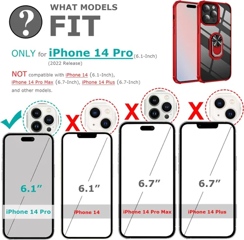 Vista 7 de Ring Kickstand - Funda transparente para iPhone 14 Pro (6.1 pulgadas), protección contra caídas, funda protectora delgada, parachoques flexible +
