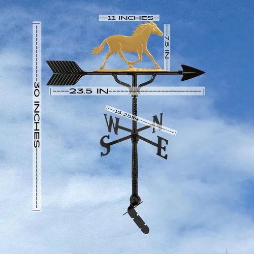 Vista 5 de Montague Metal Products Veleta de 32 pulgadas con adorno de caballo de hierro sueco