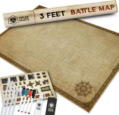 Vista 9 de Melee Mats DND Map Starter Set - 24" x 36", Rejilla de Terreno de Batalla de Borrado Húmedo y Seco para Calabozos y Dragones - Experiencia