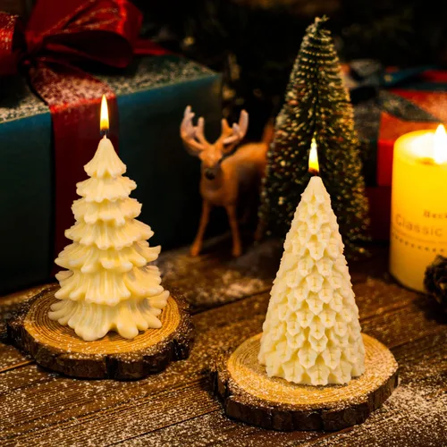 Vista 3 de Molde de vela de árbol de Navidad 3D, 2 moldes de silicona para hacer velas, molde de fabricación de velas hecho a mano de Navidad, molde de resina