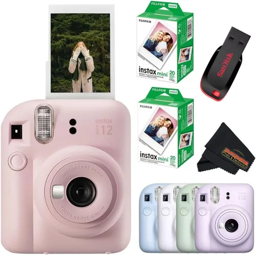 Vista 8 de Fujifilm Cámara instantánea Instax Mini 12 (cámara + 6 paquetes individuales, lila morado)