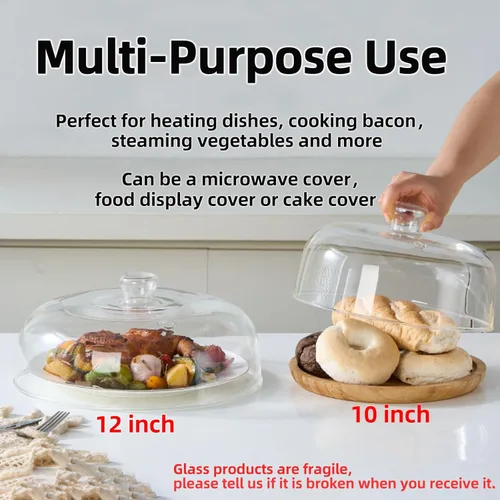 Vista 7 de EliteVibe Cubierta de vidrio para salpicaduras de microondas de 10 pulgadas, cubierta de microondas de vidrio para alimentos, protector de tapa