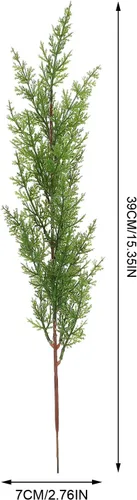 Vista 8 de 3 ramas de ciprés artificiales, 20.5 pulgadas, púas de pino de imitación de tallo largo, ramas de cedro, guirnalda de ramas de hoja perenne