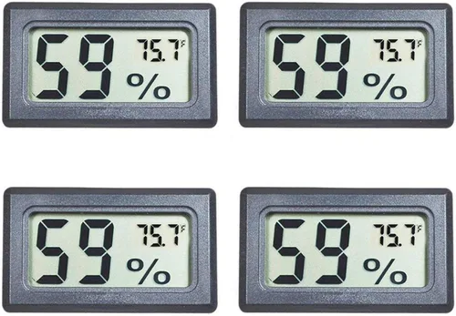Paquete de 4 mini medidores digitales de temperatura y humedad, termómetro para interiores, higrómetro, pantalla LCD Fahrenheit (℉) para tanque de