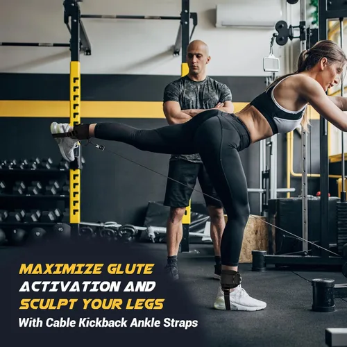 Vista 6 de nooncrazy Ankle Straps for Dumbbell and Cable Machine, Dumbbell Foot Attachment with Longer Stronger Nylon Strap, Tibialis Trainer, Leg Extensions