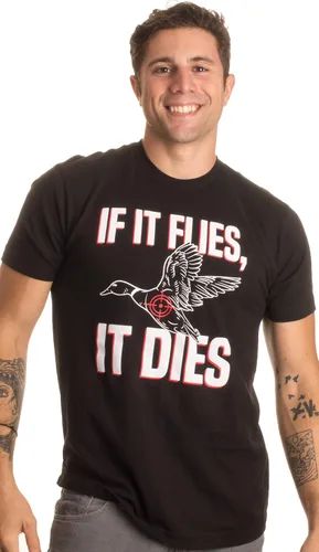 Vista 3 de If it Flies, it Dies Divertida camiseta de cazador de aves de pato ganso urogallo