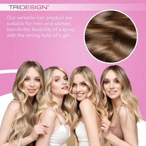 Vista 4 de TRIDESIGN Aerogel - Spray de acabado de cabello de fijación fuerte para dar volumen y control, peinado flexible para todo tipo de cabello,