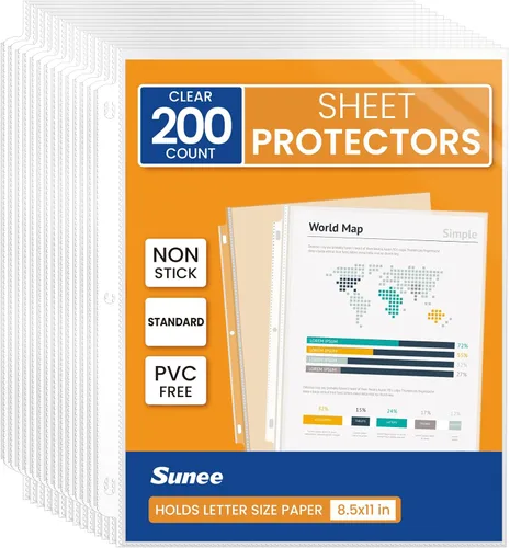 Vista 8 de SUNEE Protectores de hojas 50 paquetes para carpeta de 3 anillos, fundas de plástico transparente de 8.5 x 11 pulgadas para papel, documentos