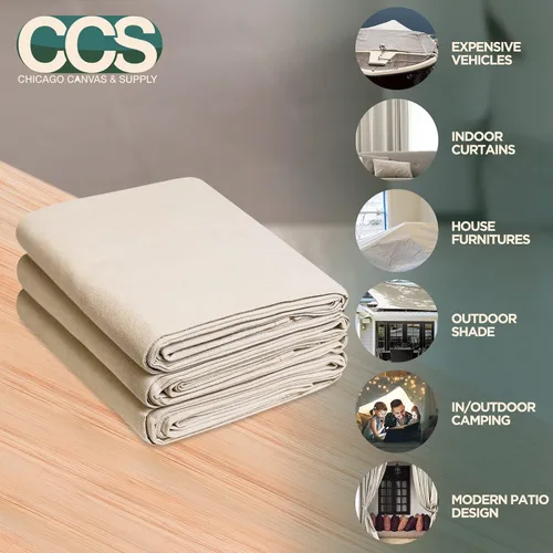 Vista 2 de CCS - Tela de lona para caídas, lona de algodón resistente para cortinas, manteles, telón de fondo, pintura, cubierta de suelo, lavable y Negro