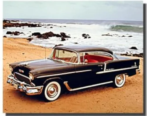 Impact Posters Gallery 1955 - Póster decorativo de pared de coche vintage Chevy Bel Air negro (16 x 20)