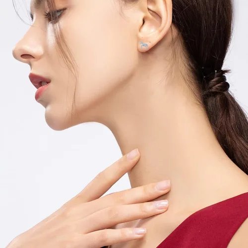 Vista 3 de Aretes de plata de ley con forma de animal para mujer, joyería de cumpleaños para Navidad, regalos para mujer, aretes hipoalergénicos para mujer