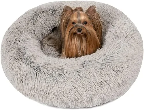 Vista 27 de Friends Forever Serena Donut - Cama ortopédica de espuma viscoelástica para perro, sofá ovalado de piel sintética suave para gato de interior, felpa