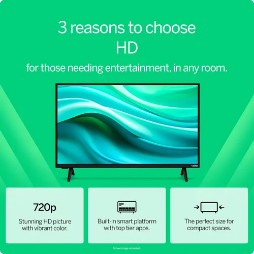 Vista 3 de VIZIO Smart TV HD de 32 pulgadas 720p LED con compatibilidad con Alexa, Google Cast integrado, compatible con auriculares Bluetooth