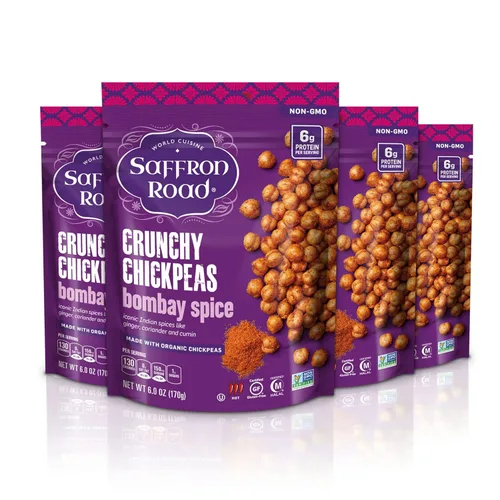 Vista 10 de Saffron Road Falafel - Snack Crujiente de Garbanzos, 6 oz - Sin Gluten, Sin OGM, Halal, Kosher, Vegano