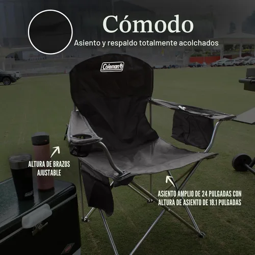 Vista 7 de Coleman Portable Camping Chair with 4-Can Cooler, Cushioned Seat & Back with Side Pockets & Cup Holder, Carry Bag Included, Great for Camping