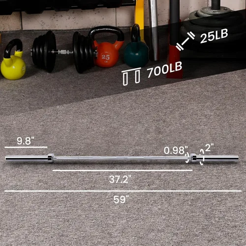 Vista 4 de Fitvids 2 Inch Olympic Barbell Bar, 5/6/7 Feet Bar with Collar for Home Gym Strength Training, weight lifting, Bench Press, 700 LB Capacity