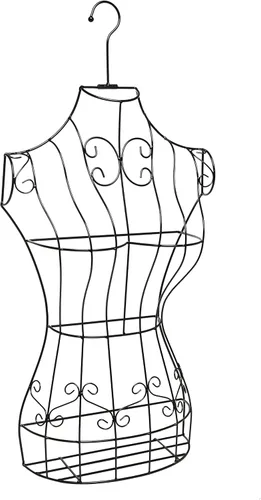 MyGift Maniquí de torso de cuerpo completo colgante de metal negro para coser forma de vestido y exhibición de boutique