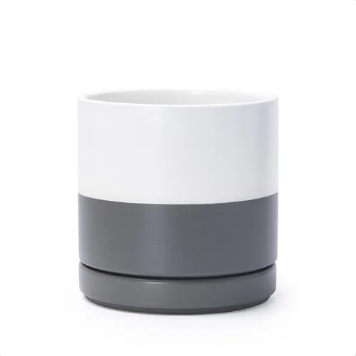 Vista 21 de D'vine Dev Maceta de cerámica de 10 pulgadas con orificio de drenaje y platillo, maceta redonda cilíndrica para interiores, color negro, 94-O-E-2