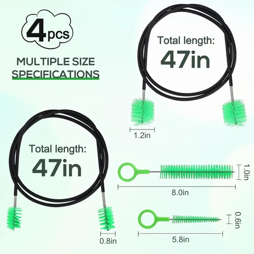 Vista 3 de Kit de cuidado de cepillo de serpiente de limpieza de 4 piezas, 47 pulgadas y 8 pulgadas 5.8 pulgadas. El cabezal del cepillo está hecho de fibra