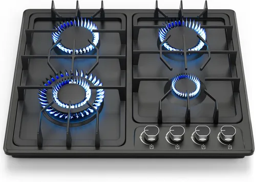 FVBADE Placa de cocina de gas de 24 pulgadas con 4 quemadores, estufa de gas integrada de acero inoxidable con conversión NG/LPG de combustible dual