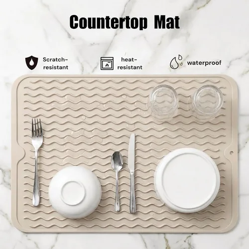 Vista 509 de MicoYang Alfombrilla de Silicona para Secar Platos de Múltiples Usos, Fácil de Limpiar, Ecológica, Alfombrilla de Silicona Resistente al Calor