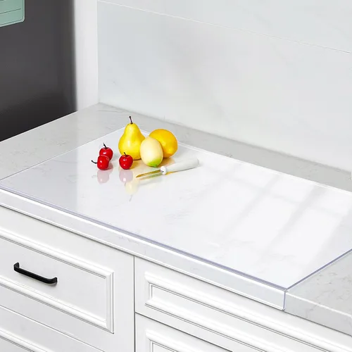 Vista 9 de Wesiti Tabla de Cortar Grande de Acrílico con Borde Antideslizante de 28 x 16 Pulgadas Transparente para Cocina, Protector de Encimera de Acrílico