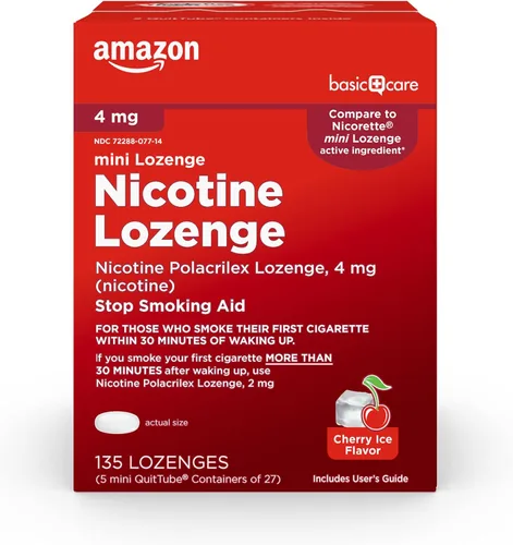 Vista 11 de Amazon Basic Care Mini pastilla Polacrilex de nicotina de 4 mg, ayuda para dejar de fumar, sabor a hielo de cereza, 27