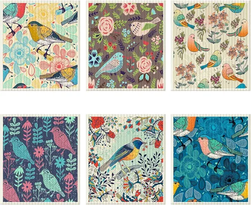 Vista 22 de 6 piezas de paños de cocina suecos reutilizables, toallas de cocina, paños de limpieza de esponja, paños absorbentes de secado rápido, paños